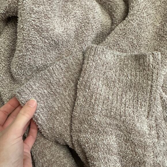 Barefoot Dreams CozyChic Taupe Gray Cardigan Size S Soft Plush Knit Open Front - Picture 8 of 9